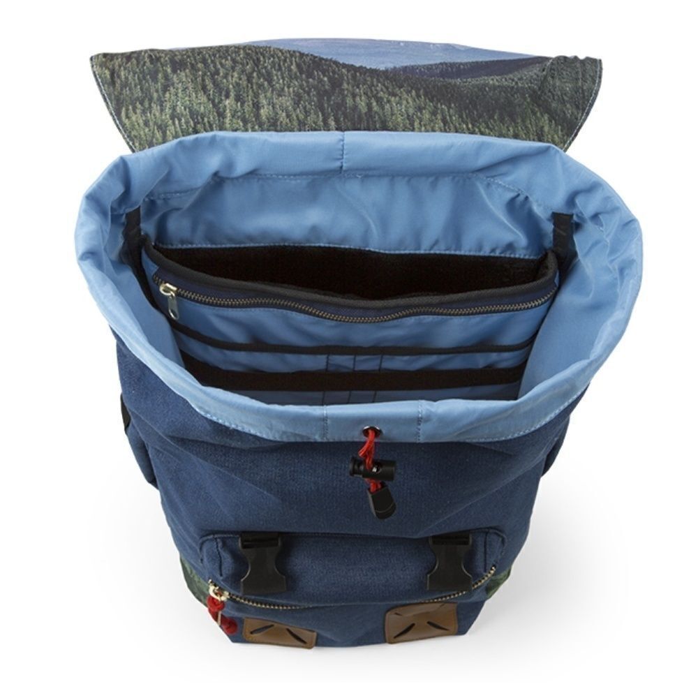 RARE NIKE TedX Portland Oregon Rare Backpack Blue Denim Red Mount Hood Graphic - Picture 4 of 6
